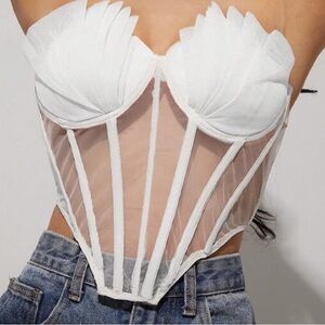 SHEIN White Sheer Bustier Top
